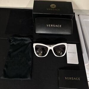 Versace VE 4417U 314/87 Women's White Cat Eye Sunglasses Comes With Box & Case